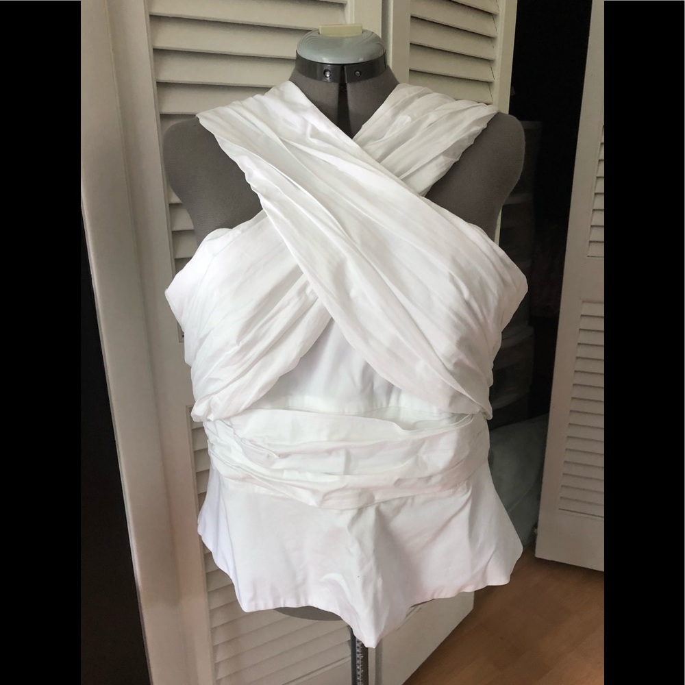 Very sexy fitted white crisscross top